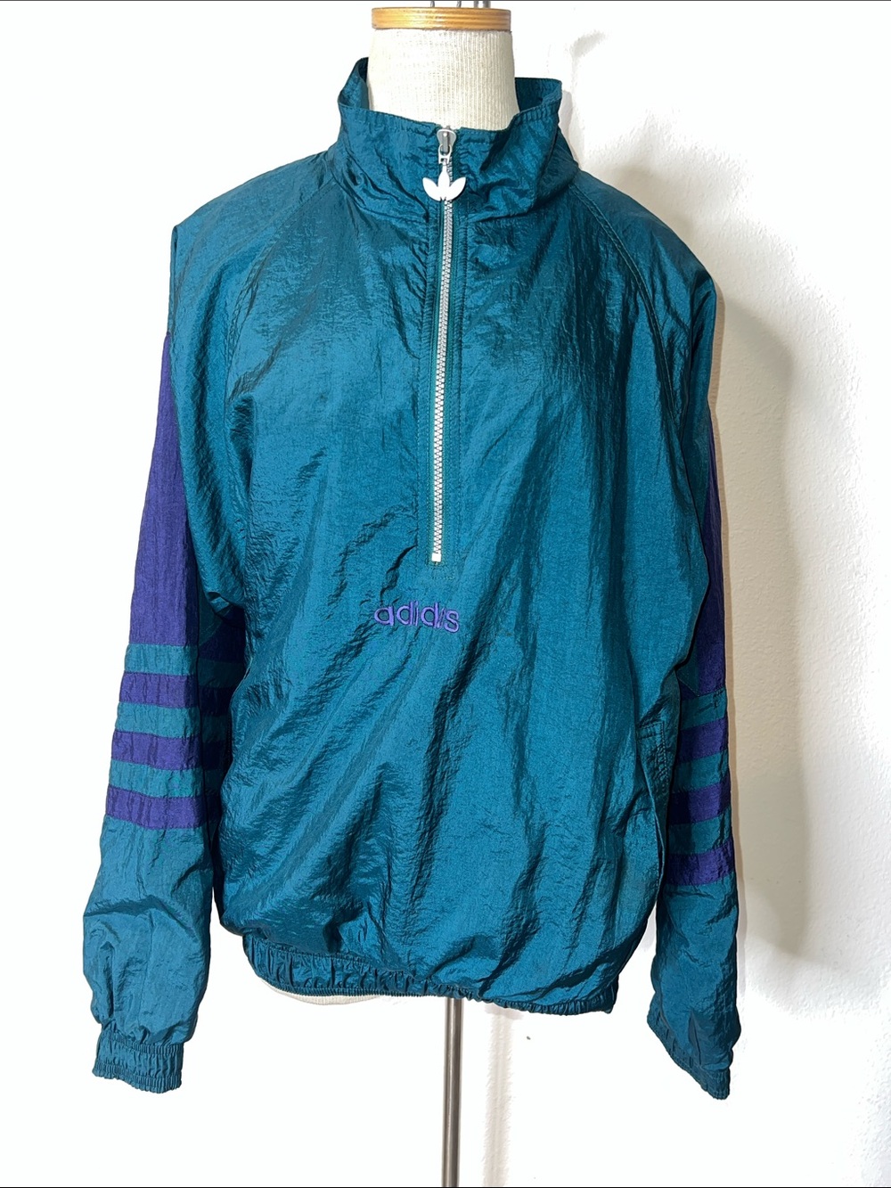adidas Vintage Teal and Purple Half-Zip Sport Pullover